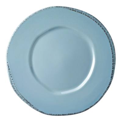 Libbey Farmhouse 10 1/2" Round Blue Hen Wide Rim Porcelain Plate