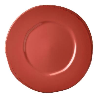 Libbey Farmhouse 10 1/2" Round Barn Red Wide Rim Porcelain Plate