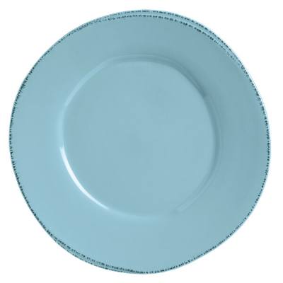 Libbey Farmhouse 12" Round Blue Hen Wide Rim Porcelain Plate