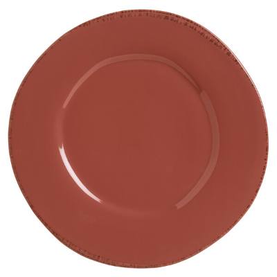 Libbey Farmhouse 12" Round Barn Red Wide Rim Porcelain Plate