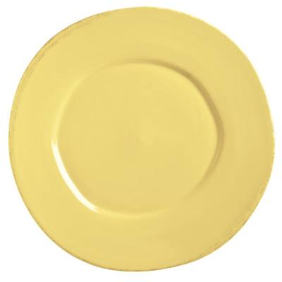 Libbey Farmhouse 9" Round Butter Yellow Medium Rim Porcelain Plate