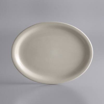 Libbey NR-12 Kingsmen White 9 3/4" x 7 1/2" Ultima Cream White Narrow Rim Oval Stoneware Platter