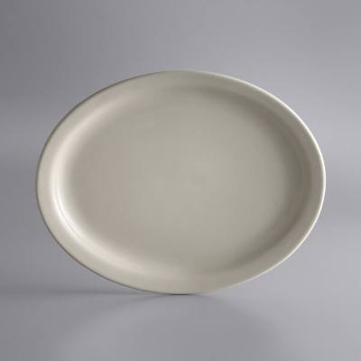Libbey NR-14 Kingsmen White 13" x 10 1/4" Ultima Cream White Narrow Rim Oval Stoneware Platter