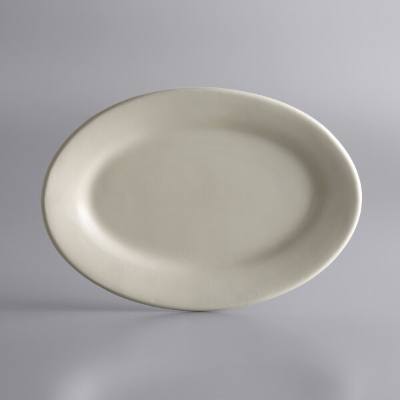 Libbey PWC-12 Princess White 10 1/2" x 7 1/2" Ultima Cream White Rolled Edge Oval Stoneware Platter