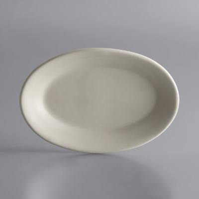 Libbey PWC-16 Princess White 8 1/8" x 5 3/4" Ultima Cream White Oval Rolled Edge Stoneware Platter