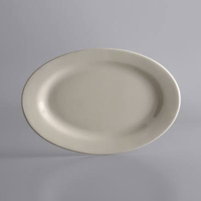 Libbey PWC-19 Princess White 15 1/2" x 10 1/2" Ultima Cream White Oval Rolled Edge Stoneware Platter