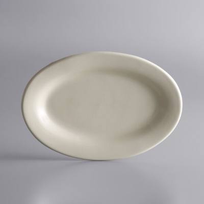 Libbey PWC-34 Princess White 9 3/8" x 6 1/2" Ultima Cream White Oval Rolled Edge Stoneware Platter