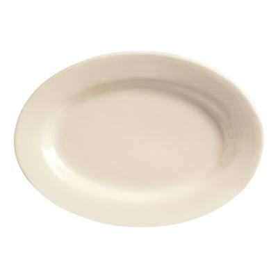 Libbey PWC-60 Princess White 13 1/2" x 9 3/4" Ultima Cream White Oval Rolled Edge Stoneware Platter