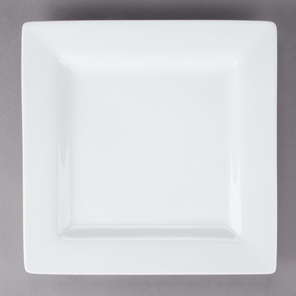 Libbey Slate 10 5/8" Ultra Bright White Wide Rim Square Porcelain Plate - 12/Case