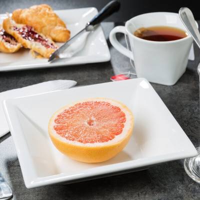 Libbey Slate 12 oz. Ultra Bright White Wide Rim Square Porcelain Grapefruit Bowl