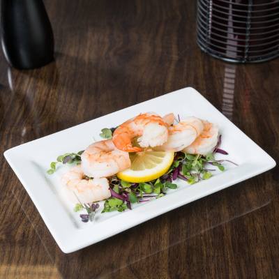 Libbey Slate 8" x 5 5/8" Ultra Bright White Wide Rim Rectangular Porcelain Plate