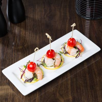 Libbey Slate 10 1/2" x 4 3/8" Ultra Bright White Wide Rim Rectangular Porcelain Plate