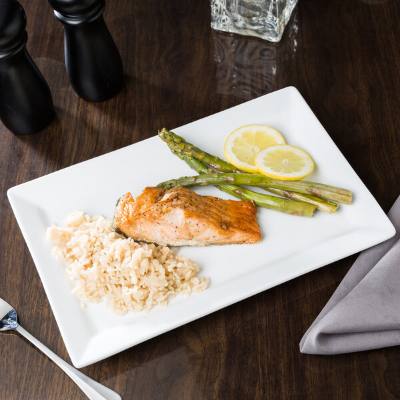 Libbey Slate 12" x 8" Ultra Bright White Wide Rim Rectangular Porcelain Plate