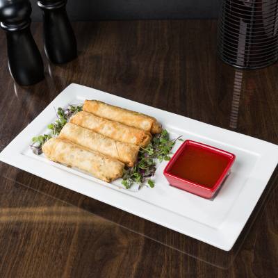 Libbey Slate 14" x 7 3/4" Ultra Bright White Wide Rim Porcelain Soup and Sandwich Tray
