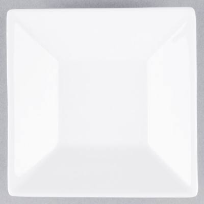 Libbey Slate 5" Ultra Bright White Square Porcelain Saucer with Well Ring