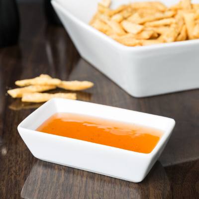 Libbey SL-4 Slate 4 oz. Ultra Bright White Rectangular Porcelain Sauce Bowl
