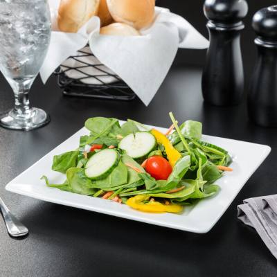 Libbey Slate 9" Ultra Bright White Wide Rim Square Porcelain Plate